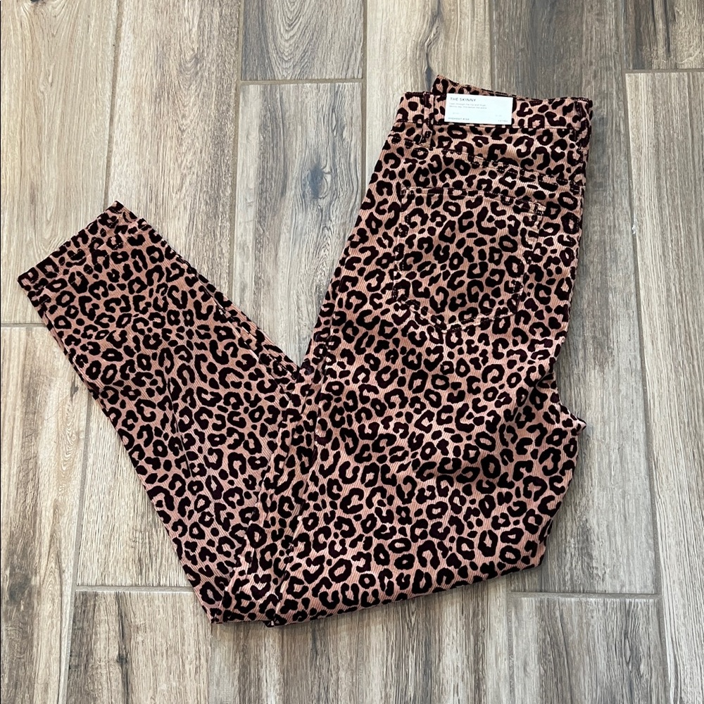 Ann Taylor Brown Leopard Print Skinny Courdoroy Pants